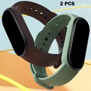호환 샤오미 호환 미밴드 7 6 5 4 3용 2개 샤오미 호환 미 실리콘 스포츠 교체용 손목밴드 스마트워치