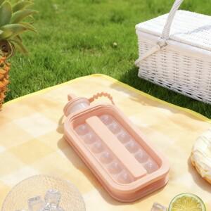 새로운 이중 기능 2-in-1 접이식 제빙기 물병 (얼음 큐브/얼음 볼 트레이) - 주방 및 바 가정용