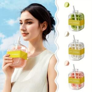 2-in-1 얼음 트레이 휴대용 제빙기(물병 프레스 포함) 가정용 주방에서 여름 사용에 적합한 대용량 몰드