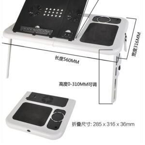 휴대용 접이식 조정 가능한 노트북 테이블, 침대용 책상, 다기능 USB 냉각 선풍기