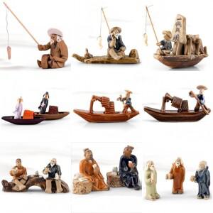 중국 미니어처 세라믹 입상, 분재 바위 풍경 장식, 시뮬레이션 건축 파빌리온, 인형의 집 1PC