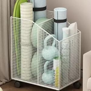 (색상1 운동기구보관함 블랙)보관함 매트 다용도 수납함 폼롤러 카트 무조립 정리함 이동식