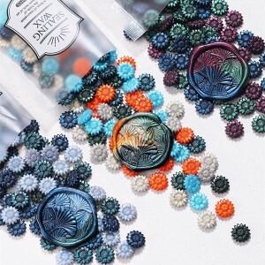 100Pcs 해바라기 오로라 씰링 왁스 비즈, 카드 봉투, 결혼식 초대장, 선물 포장 생일 래커 씰 Lacre