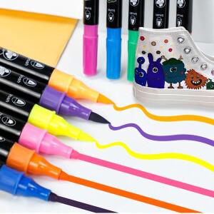 24색 듀얼 팁 패브릭 마커 펜 세트 - 무독성, 지워지지 않는 영구 페인트 섬유