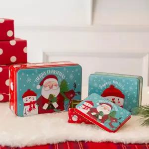 크리스마스 직사각 틴 박스 3p set 2type 장식용 인테리어 케이스 포장 데코 성탄절