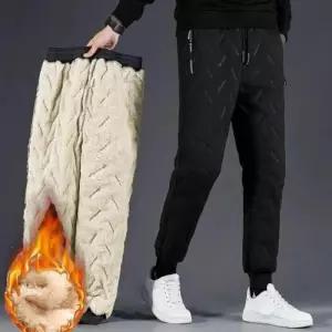 남녀공용 겨울 아이템 허리밴딩 야외 양털 기모 바지여성골덴 방한팬츠 여자 편한 니트 안감 일자 조거 와
