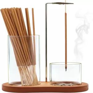 스틱용 2-in-1 향 홀더 유리 재 캐처 및 스틱 수납이 가능한 버너 침실 하우스 요가 명상 젠 데코 여성용
