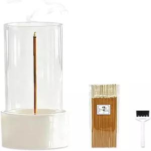 의식 향 홀더 유리 재 캐처가 있는 스틱용 세라믹 20개의 스틱이 버너 및 명상 요가 스파 룸 장식용 브러시