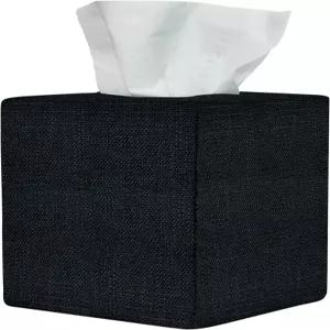 블랙 티슈 박스 커버 귀여운 리넨 패브릭 장식용 사각 홀더/정리함 (욕실 화장대/사무실/협탁/책상용)