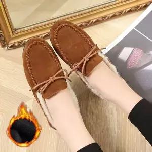 모카 스웨이드 여성 3컬러 데일리 방한로퍼 K 35 니트부츠 털신발