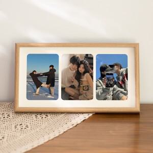 창의적인 조합 나무 사진 프레임 데스크탑 디스플레이 인쇄 웨딩 3~4개 연결 앨범 모던 심플 디자인