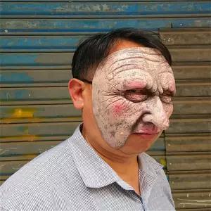 현실적인 주름 노인 마스크 하프 페이스 재미있는 할로윈 카니발 코스튬 파티 라텍스 얼굴 장난 어른들