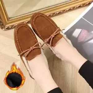 모카 스웨이드 여성 3컬러 데일리 방한로퍼 K 35 니트부츠 털신발