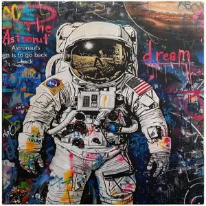 이프엑스지 뱅크시 액자 그래피티 우주비행사 캔버스 월 아트 팝 스페이스맨 포스터 10대 소년 방 장식