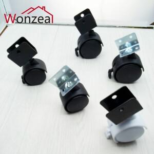 2개/몫 1.5 인치/2 인치 블랙/화이트 플라스틱 각도 브레이크 회전 사무실 의자 바퀴 캐스터 롤러