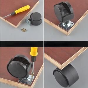 합금 회전 캐스터 바퀴 트롤리 고무 보호 브레이크, 헤비 듀티 가구 1.5/2 인치 M8 나사/플레이트, 4 개