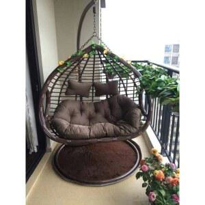 풀빌라 공중 흔들의자 2인용 단일바구니 펜션 받침대 락킹 쿠션카펫 원목 17 방석 체어 단일 미 등나무 발코니 라탄