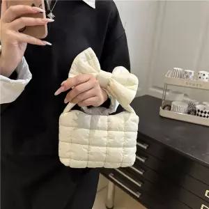 원더맨 여성용 가을 토트백 체크 가방 데일리룩 셔링 미니백 패딩 KUK3