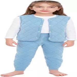 이지이프 여아 기본 퀼팅 의상 2피스 민소매 조끼 바지 겨울 옷 보온 속옷 세트