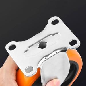 3인치/4인치/5인치 휠 회전 캐스터 블랙하트 오렌지 페이스 듀얼 축 가구 무소음 브레이크 산업용