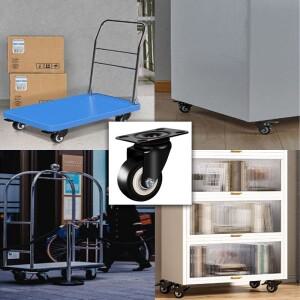 1.5인치 캐스터, 브레이크가 있는 검정색 산업용 중부하 4개 세트, 가구 및 작업용 카트용 잠금