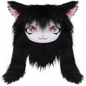 스마일터닛 동물 머리 고양이 모피 수트 컷 마스크 할로윈 가면극 의상 소품