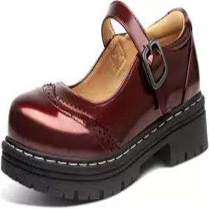 메리 제인 포 우먼 고딕 옥스포드 슈즈 - 플랫 발목 타이드 캐주얼 드레스 작업 캠퍼스용 라운드 토