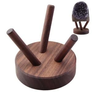 나무 미네랄 스탠드 디스플레이 볼 홀더 랙, 크리스탈 광석 마노 암석, 홈 오피스 쇼룸용 목재 지지대