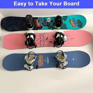 수평 스노우보드 벽 랙, 마운트 클립, 공간 절약 디자인 보관 행어 디스플레이 스키 보드 2 개