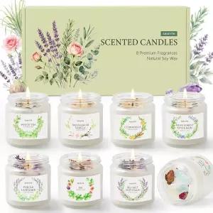 가정용 향초 8팩 28온스 크리스탈 소이 캔들-200시간 지속 여성용 아로마테라피 캔들 세트 발렌타인데이