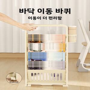 심플 이동식 책꽂이 바퀴 달린 다층 간식 보관대 틈새 공간 활용 소형 카트 스탠드 바닥형 가정용 플라스