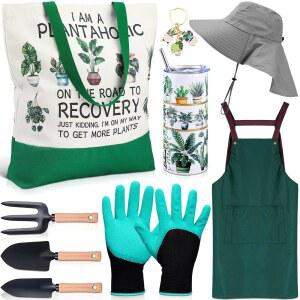 ZOOOYAWN 여성용 원예 선물 숙녀 엄마 9개 앞치마 도구 차단 모자 세트 텀블러