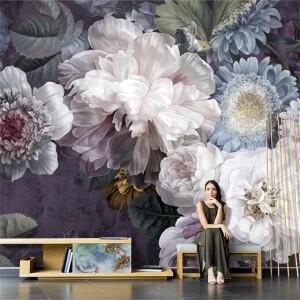 사용자 정의 3D 벽화 현대 장미 꽃 벽지 TV 배경 양각 벽 종이 거실 장식 아트 스티커