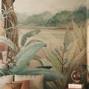 거실을위한 사용자 정의 코끼리 사진 배경 화면 건물 벽 천으로 ainforest 경치 좋은 종이 미술 홈 개선