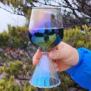 [마이모노샵][마이모노샵] 캠핑 조립형 투명 오로라 셔링 와인글라스 와인잔 자취생 (17307583)