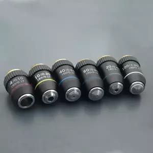 호환  195 블랙 아크로매틱 오브젝티브 4X 10X 20X 40X 60X 100X 현미경 오브젝티브 렌즈 RMS 20.2mm 순수