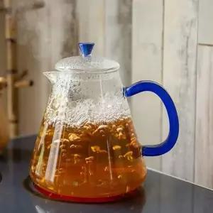 로젤 직화 내열 유리 티포트 블루 1.5L 주전자 차우림기 홈카페