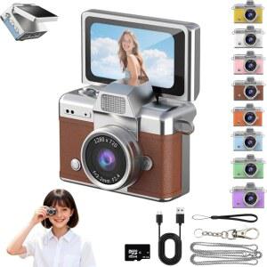 미니 키체인 디지털 카메라 레트로 비디오 소형 바디캠 1080P FHD 녹화(0.96인치 IPS 화면, 6개의 필터 포함) - 전화 전송에 이상적입니다(브라운, 64G)