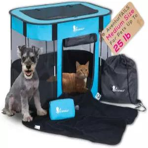 휴대용 강아지 놀이펜 - 고양이용 애완동물 상자 실내 소형견용 접이식 패브릭 팝업 키튼 경량 여행 텐트