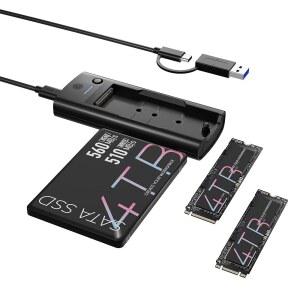 M.2 NVMe /SATA 및 2.5 u201D / 3.5 하드 드라이브 도킹 스테이션, ICY BOX SATA-USB 어댑터, M Key & B+M SATA HDD SSD 드라이브용 10Gbps 리더, 도구가 필요 없는 알루미늄 인클로저