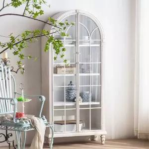 빈티지 그릇장 화이트 찬장 인테리어 원목 유럽 커피장 싱글 컵진열장