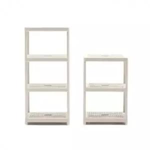 (옵션 노블레스 선반 아이보리 미디움 3단)선반장 아이보리 화분진열대 창고선반