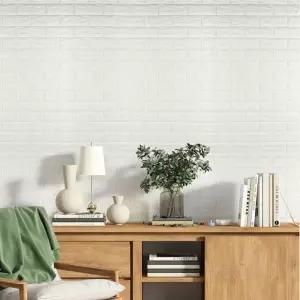 거실 안방 셀프인테리어 폼블럭 3D브릭 단열벽지 화이트 1mX2.5m 스티커벽지 보온시트