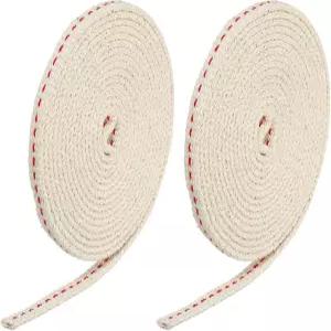 메카닉시티 오일 램프 심지 0.24인치 평면 폭 6.5피트 면 랜턴 등유 버너 조명용 빨간색 스티치 2롤