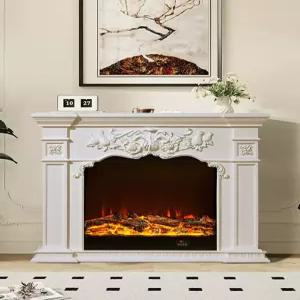 원목 모닥불 벽난로 콘솔 엔틱 북유럽 led 램프 조명 장식 슬림 가정용 실내 보리 소품