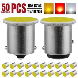 10204050개 밝은 1156 BA15S BAY15D LED 전구 자동차 브레이크 주차 후진 방향 지시등 12V COB 백색 황색