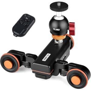 카메라, 캠코더 및 스마트폰용 YELANGU L4X-BC 미니 3 무선 리모컨 휠 카메라 돌리 전동식 전기 트랙 슬라이더 모터 트럭 자동차