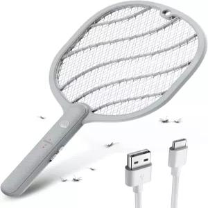 모실러 전기 플라이 스웨터 3800V 휴대용 버그 재퍼 라켓 타입-C 충전식 실내 실외용 모기 3단 안전 메쉬