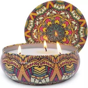 아발리 시트로넬라 캔들 야외 대형 3 위크 13.5온스 소이 왁스(파티오 현관 커버 포함) 75시간 파란색 및