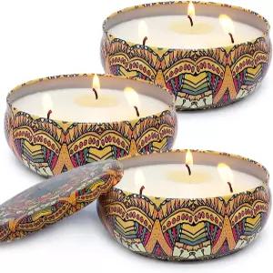 아발리 시트로넬라 캔들 야외 여름 파티오 현관용 대형 3.5온스 소이 왁스 파란색과 흰색 3팩 13.5온스